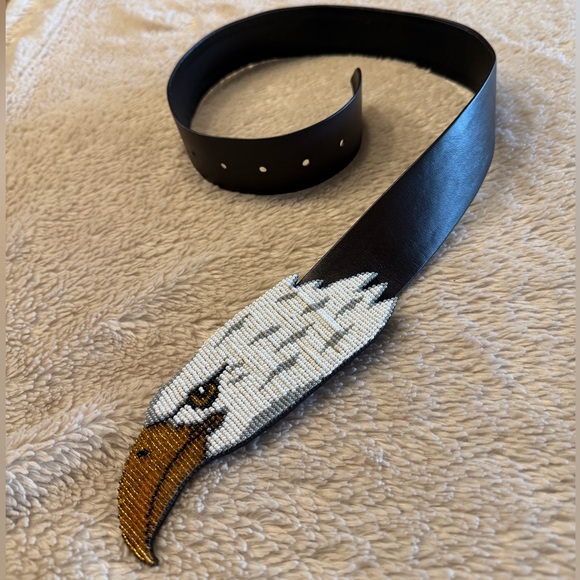 Mary B Hetz Accessories - MARY B HETZ 1987 Signed and Dated Year Eagle Beaded Buckle Belt